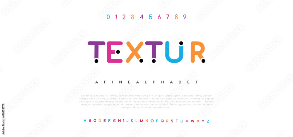 MISTAKE Modern abstract digital alphabet font. Minimal technology typography, Creative urban sport fashion futuristic font and with numbers. vector illustration - obrazy, fototapety, plakaty 