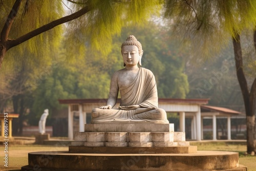 Gautam buddha statue in public park a Jalandher, Punjab, India, Generative AI photo