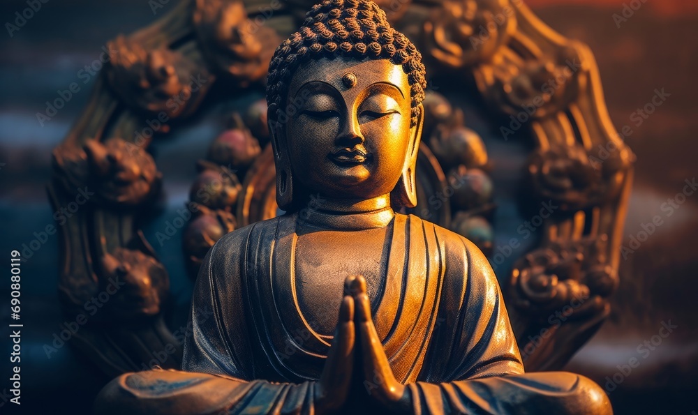 Buddha statue sculpture. deep meditation, Generative AI - obrazy, fototapety, plakaty 
