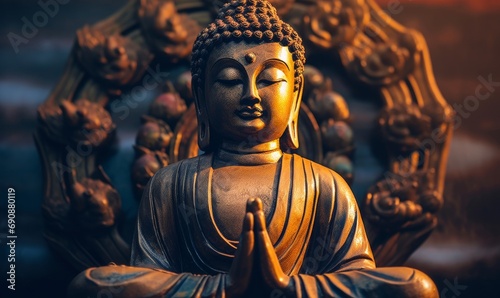 Buddha statue sculpture. deep meditation, Generative AI