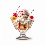 ice cream sundae isolated on a white background, Generative AI