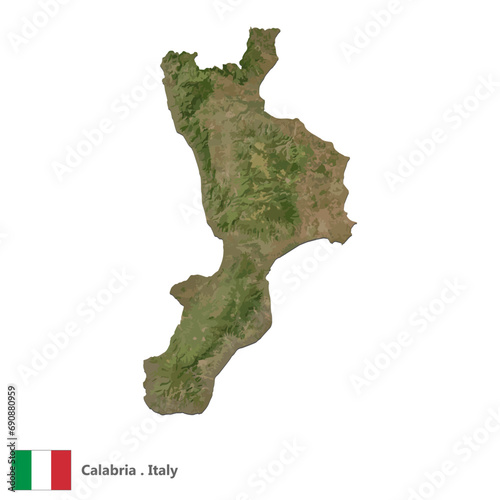 Calabria, Region of Italy Topographic Map (EPS)