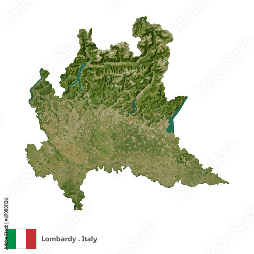Lombardy, Region of Italy Topographic Map (EPS)