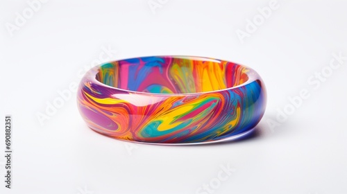 a single, colorful bangle, displayed in high-definition on a pure white canvas.