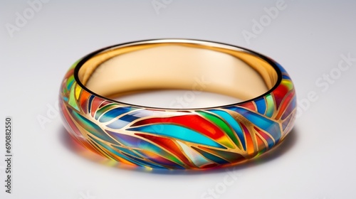 a single, colorful bangle, displayed in high-definition on a pure white canvas.