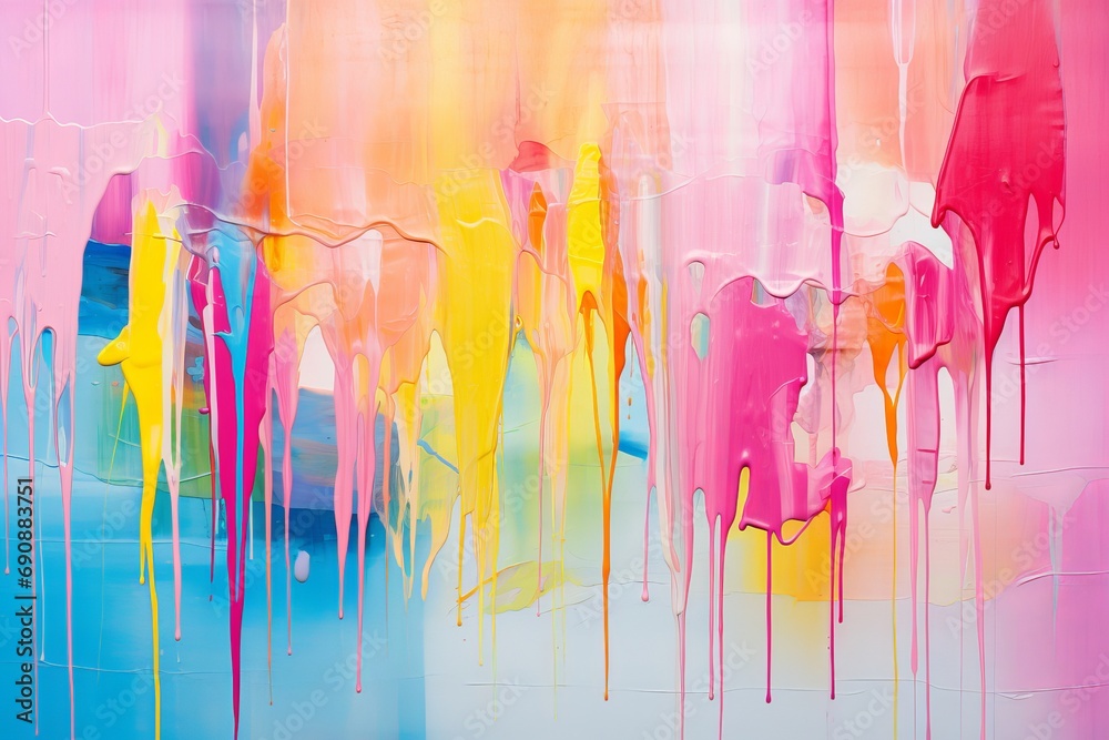 Abstract colorful paint drips on a canvas, a dynamic and vibrant choice
