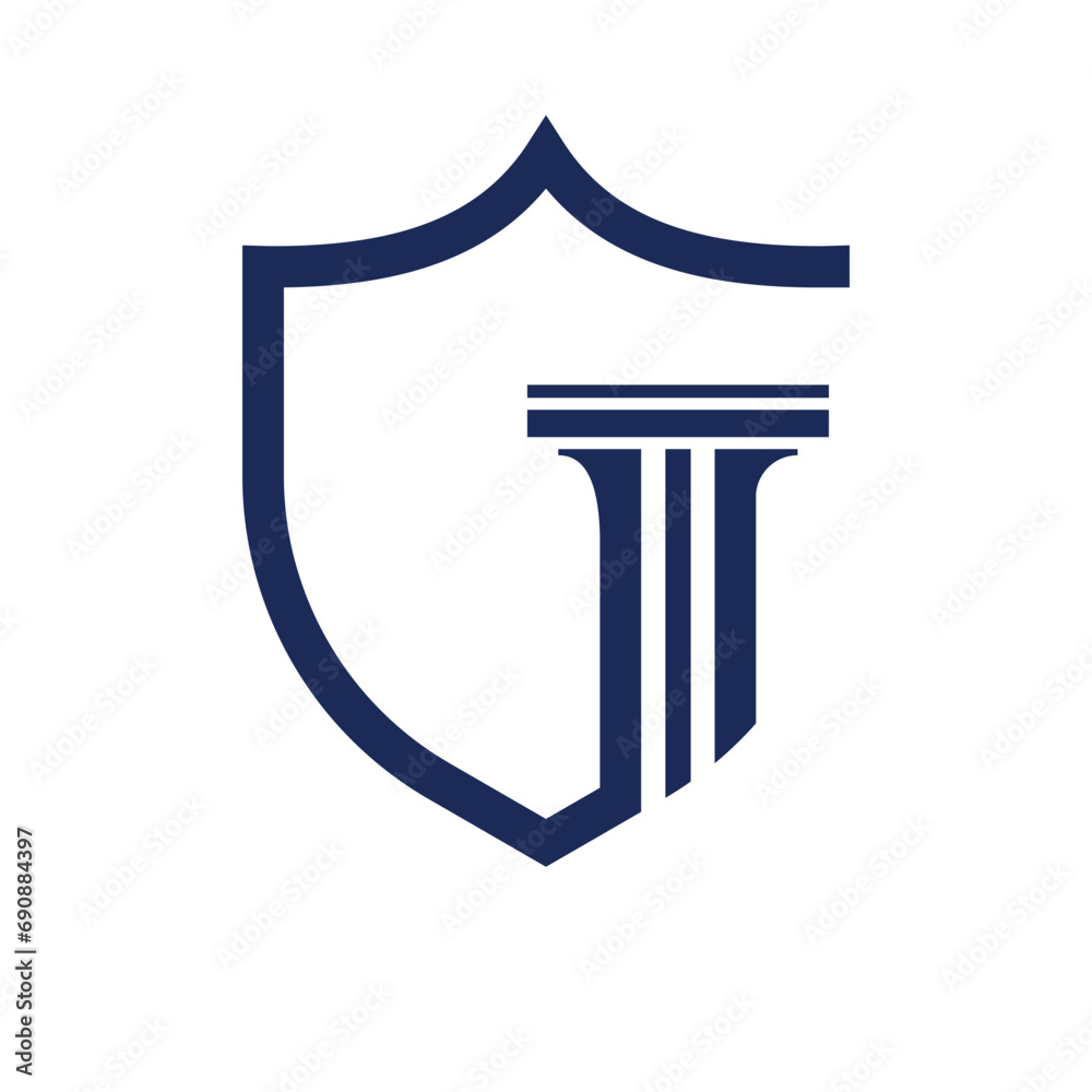 illustration of a column with shield illustration of a column with shield