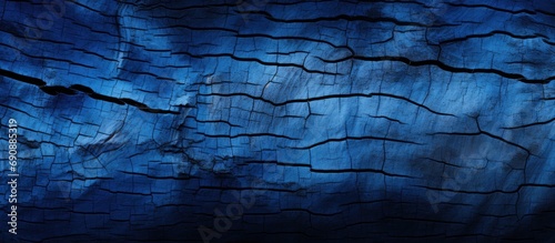 A cracked, aged, and textured piece of wood, seen in blue x-ray vision.