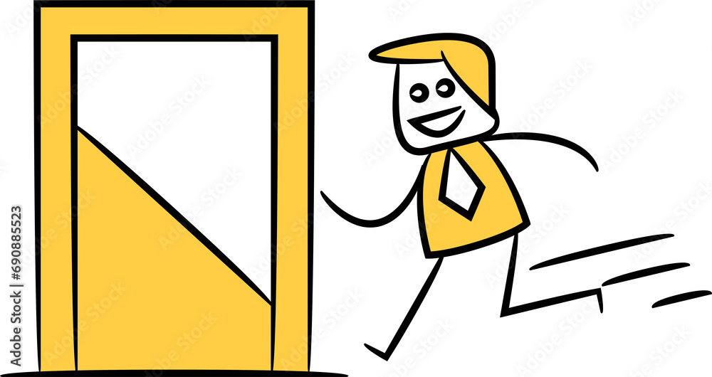 Businessman Running to Exit Door Illustration
