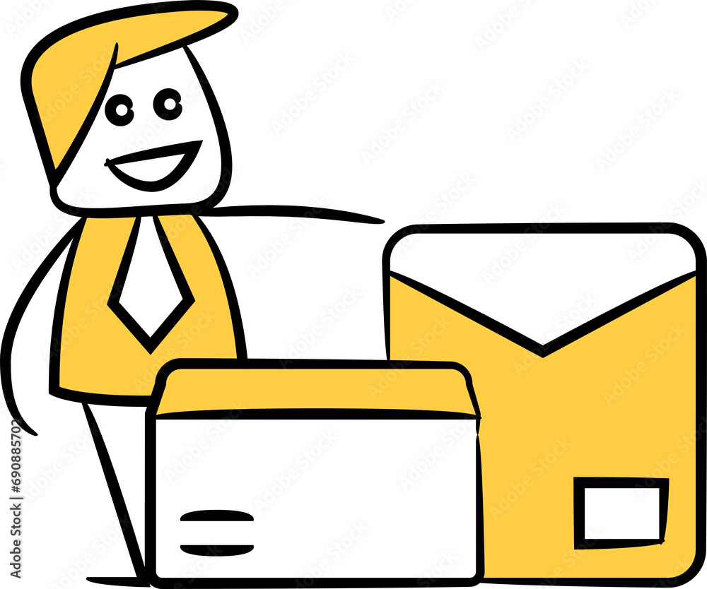 Businessman and Envelopes Illustration
