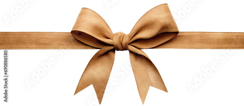 Stylish brown fabric bow, cut out photo