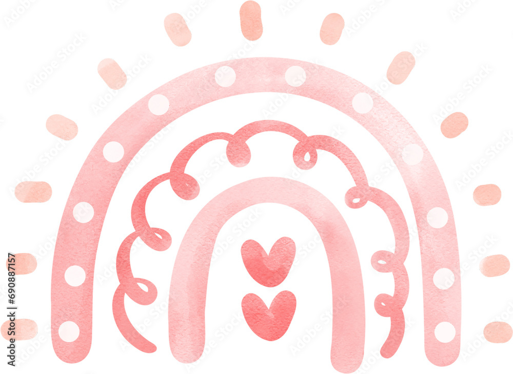 Cute Pink Rainbow Boho watercolor illustration Cute Pink Rainbow Boho watercolor illustration