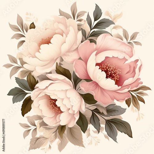 floral illustration flowers vintage design nature art decorative pattern background rose retro leaf beau