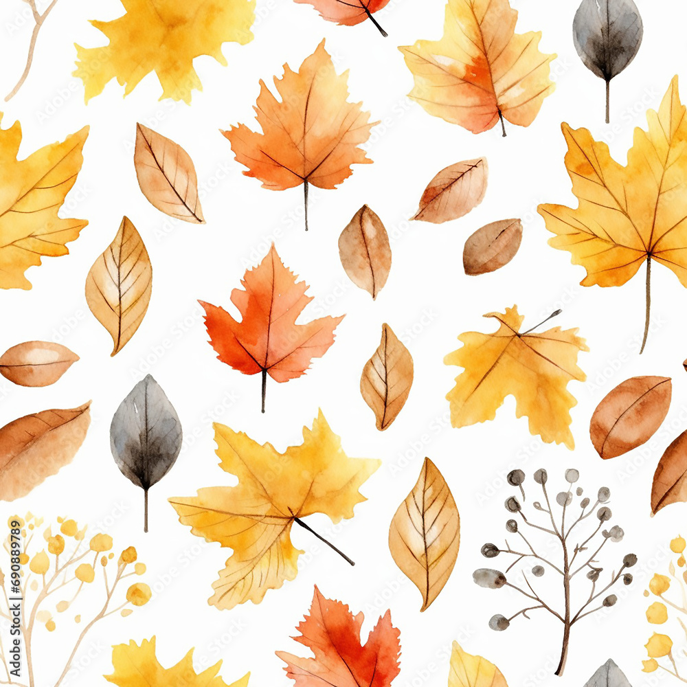 autumn seasonal plant leaves nature foliage fall pattern seamless red illustration yellow background tre autumn seasonal plant leaves nature foliage fall pattern seamless red illustration yellow background tre