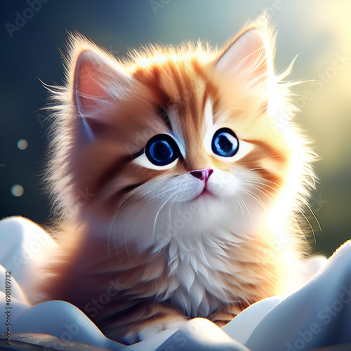 cat on a blue background