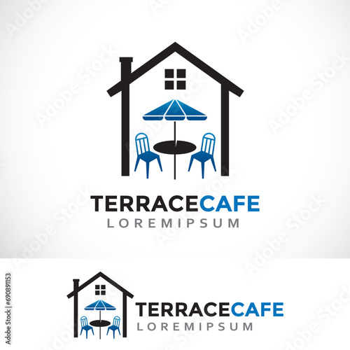 terrace cafe logo design template