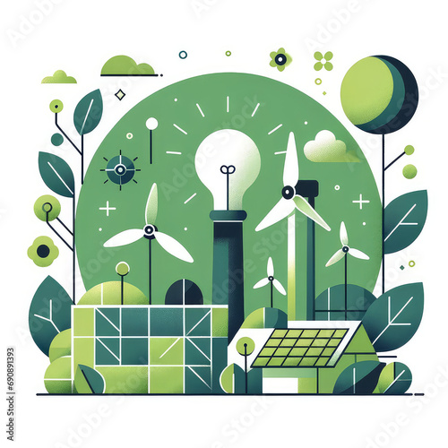 Green Energy Future: Eco-Friendly Renewable Energy Illustration
