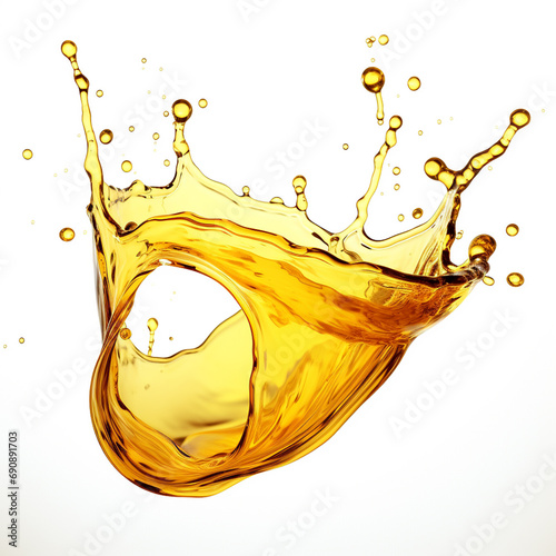 Hyper-realistic photo of oil Splash isolated on a pure white background