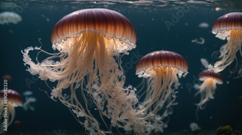 in the mesmerizing world of jellyfish, where their fluid movements and delicate tendrils create a stunning display of elegance
