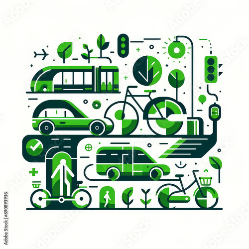Green Travel: Eco-Friendly Transportation Illustration © Paper