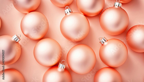 Christmas baubles in peach fuzz color photo