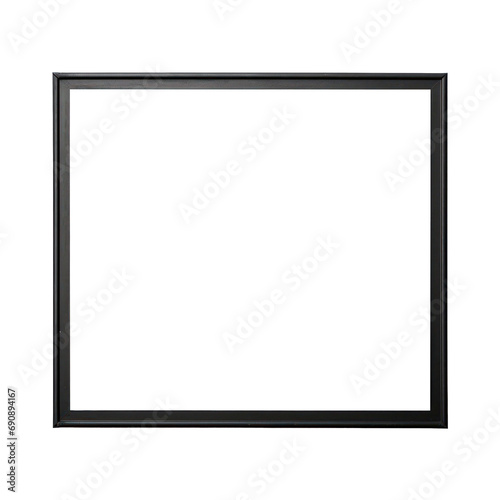 Black metal frame photo with empty blank canvas. PNG cut out Isolated on transparent background photo