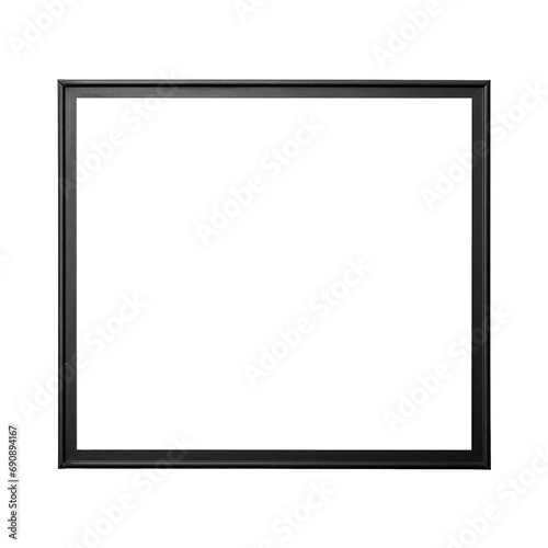 Black metal frame photo with empty blank canvas. PNG cut out Isolated on transparent background