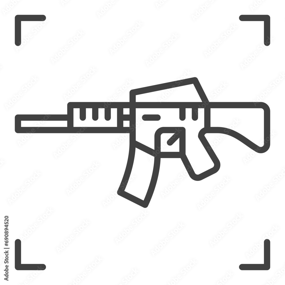 Automatic Rifle vector concept line icon - Assault Rifle sign Automatic Rifle vector concept line icon - Assault Rifle sign