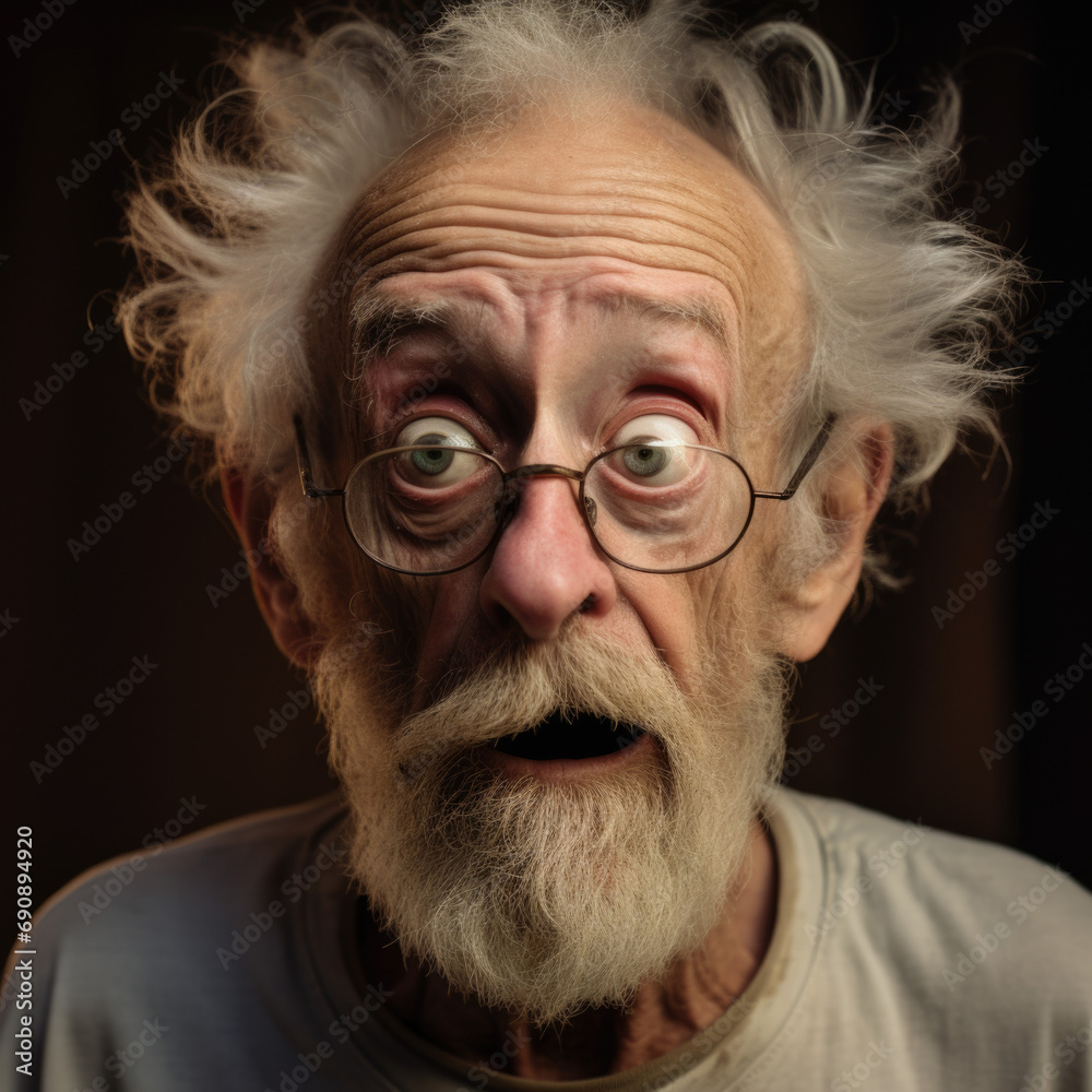 Portrait of shocked old man open mouth Portrait of shocked old man open mouth