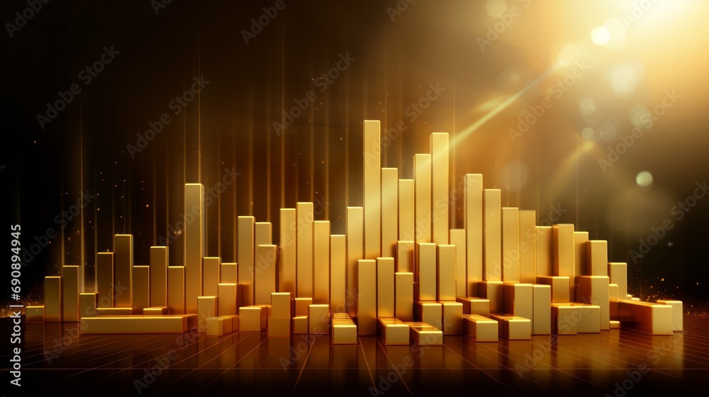 Stock Financial Statement Made of Gold Bars. The Golden Road to Investment Success. cart background