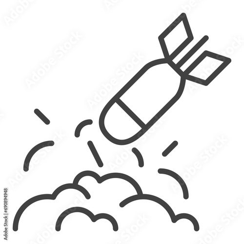Rocket Hit with Explosion vector concept outline icon