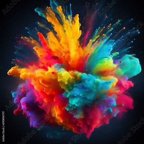 paint powder abstract explosion colors holi motion explode spray dust smoke textured fantasy splatter ba photo