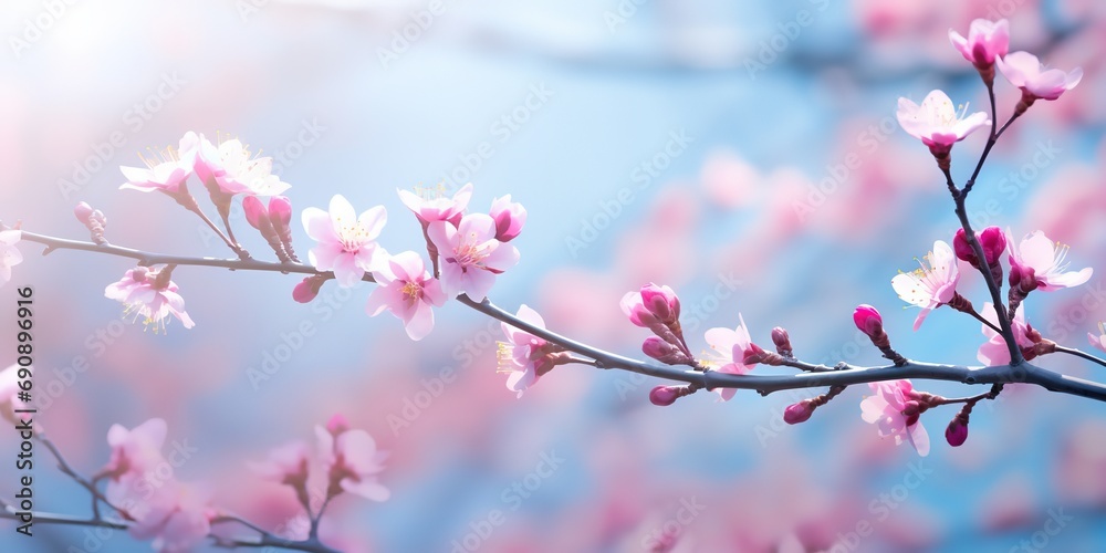 beautiful cherry blossom flowers background, Generative Ai	
