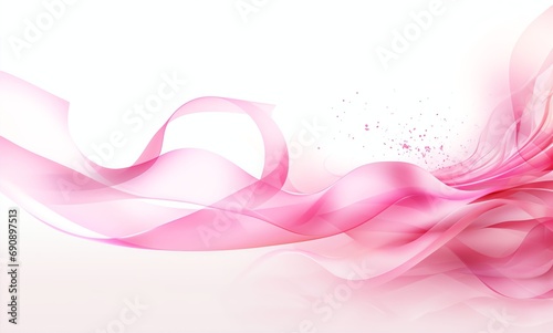 a pink ribbon lying on a white background