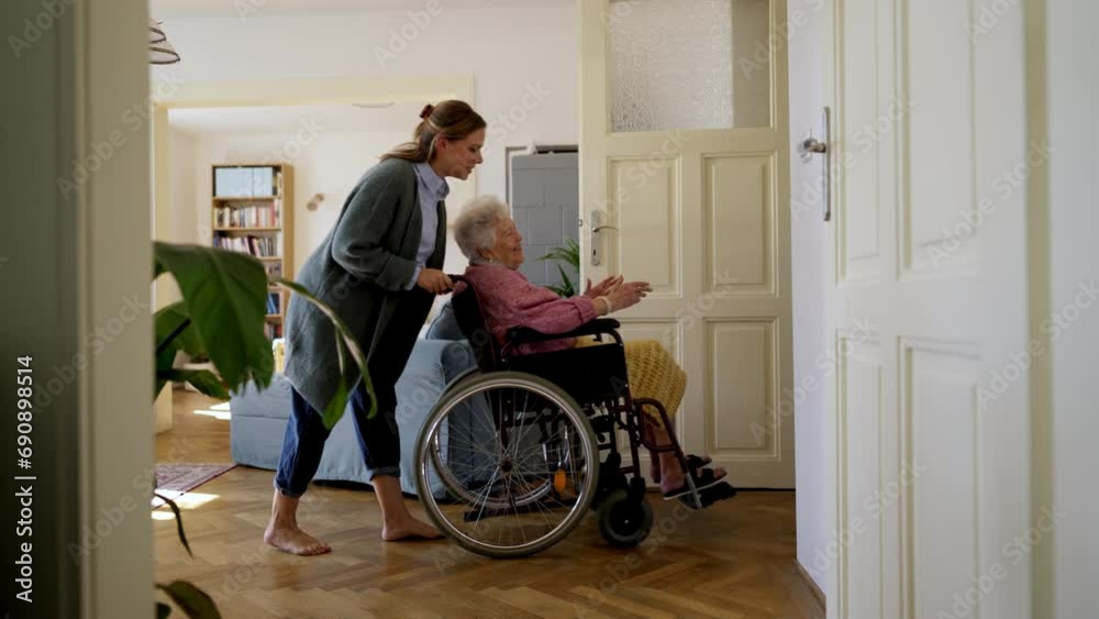 Daughter visiting her senior mother and taking care of her. Daughter visiting her senior mother and taking care of her.