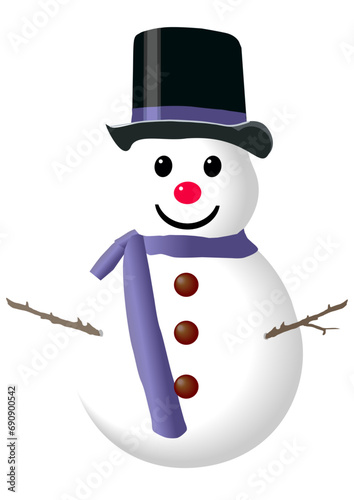 Snowman with scarf and hat