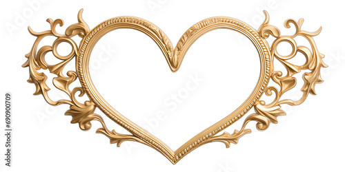 Elegant Different Golden Love Paper Frame On Transparent Background