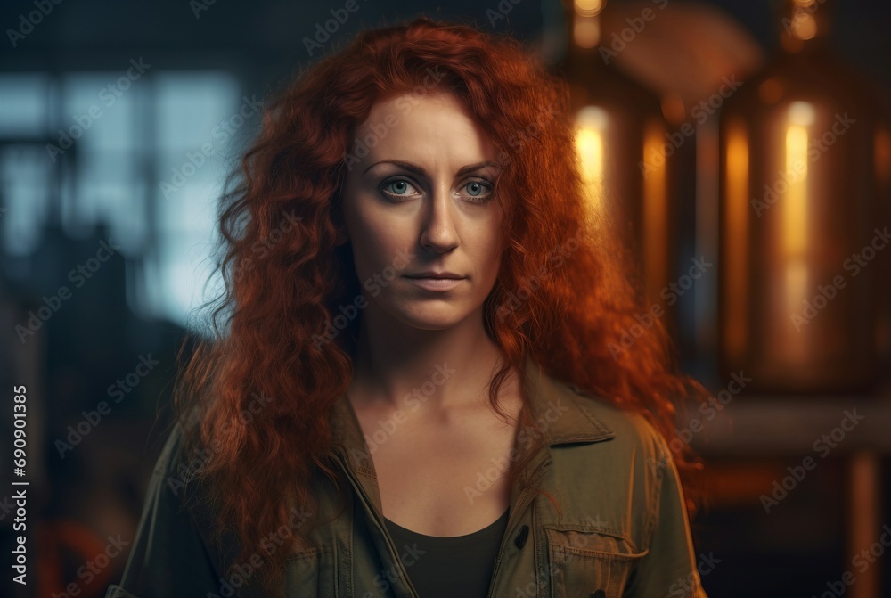Woman red hair misty. Person curly hair long pretty red. Generate Ai Woman red hair misty. Person curly hair long pretty red. Generate Ai