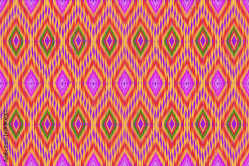 Geometric ethnic ikat pattern traditional. Design for background  fabric  clothing  wallpaper  batik  carpet  wrapping and all kinds of home decorations. Vector illustration.embroidery style.