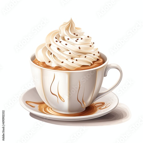 Cup of coffee with chantilly cream real photo