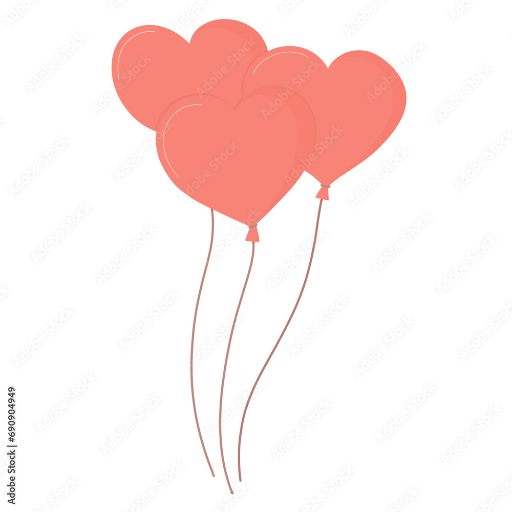3red heart balloons