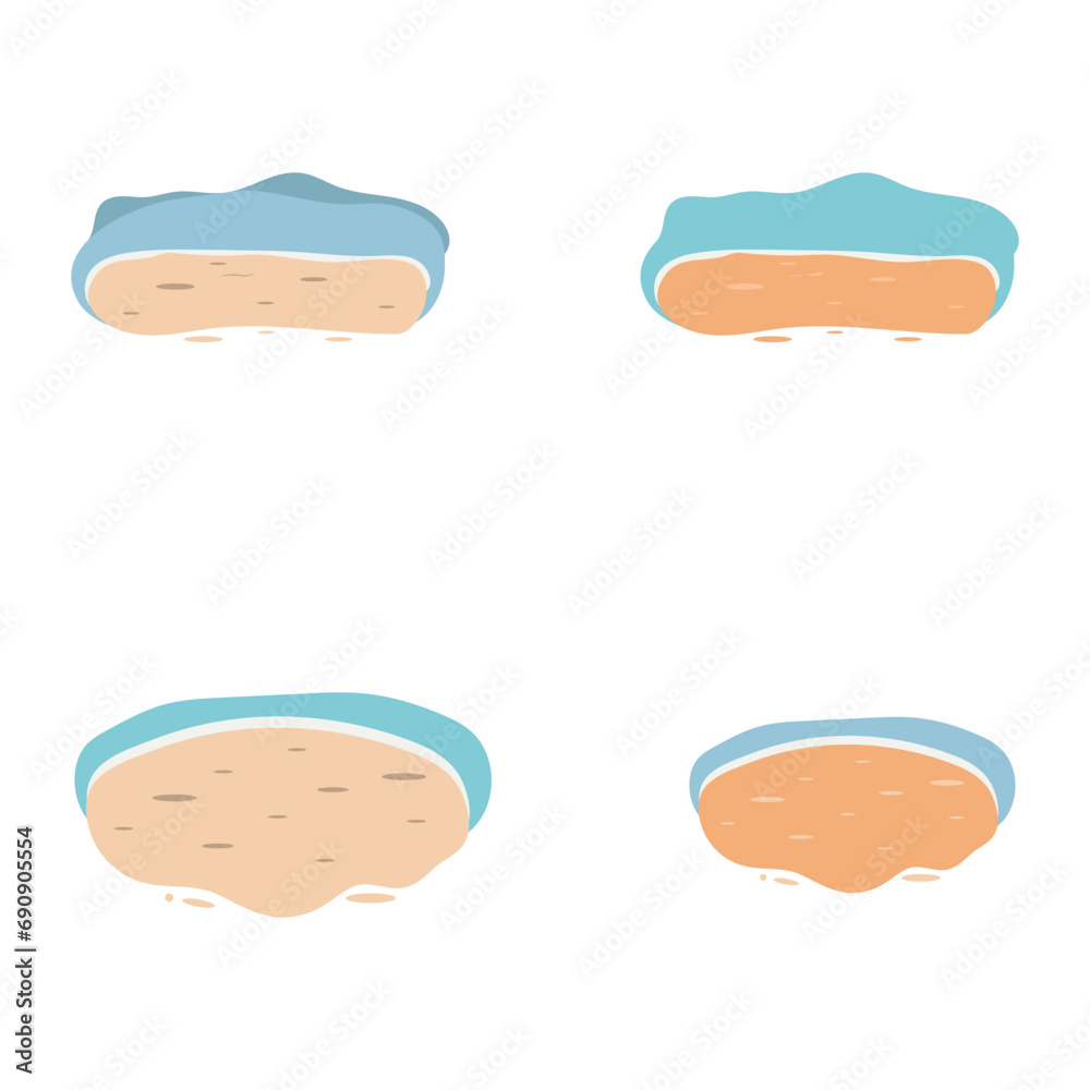 Beach illustration with sand. 砂のあるビーチのイラスト。