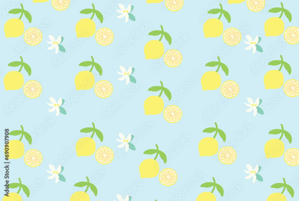 Lemon pattern flat color cartoon style. Lemon pattern flat color cartoon style.