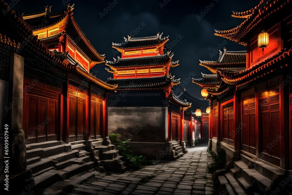 view of chinese temple generated by AI technology view of chinese temple generated by AI technology