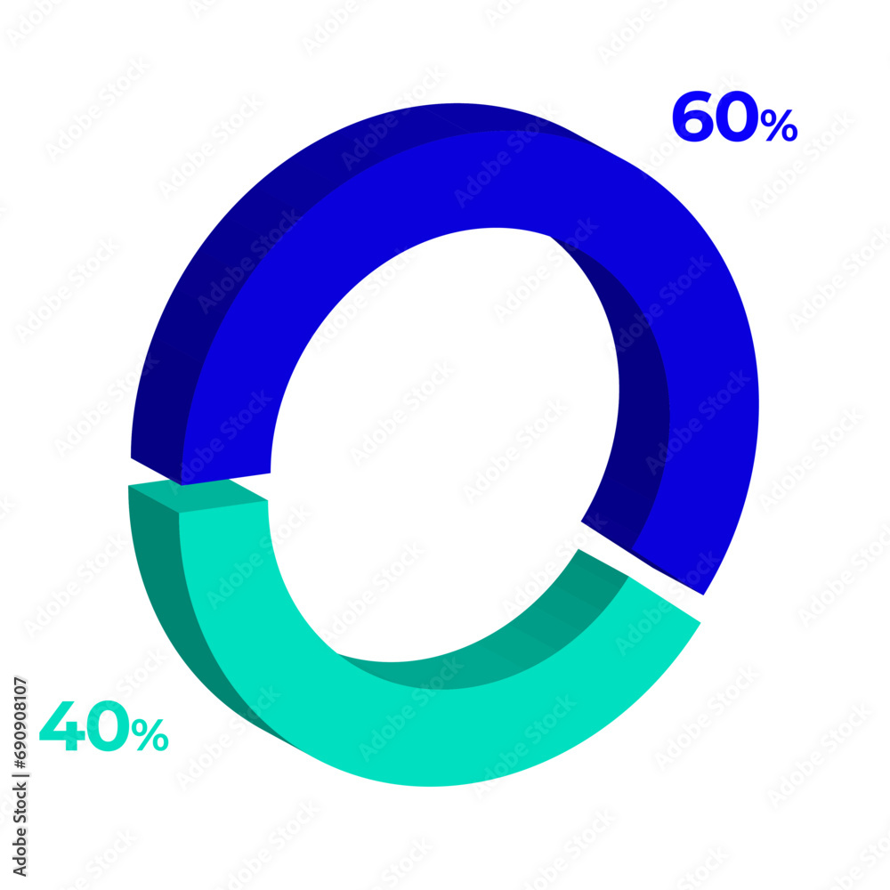 40 60 3d donut pie chart illustration eps vector 40 60 3d donut pie chart illustration eps vector