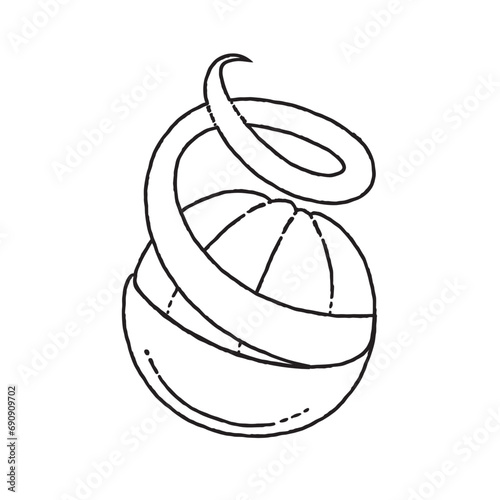 Orange with peel icon isolated on white background. Peeled fruit, slices. Orange peel. Fresh juice icon.