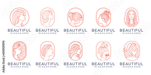 Set of luxury beauty woman logo design for makeup  salon and spa  beauty care