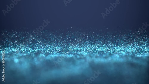 Abstract background animation of blue shinning particles gravitating upwards 