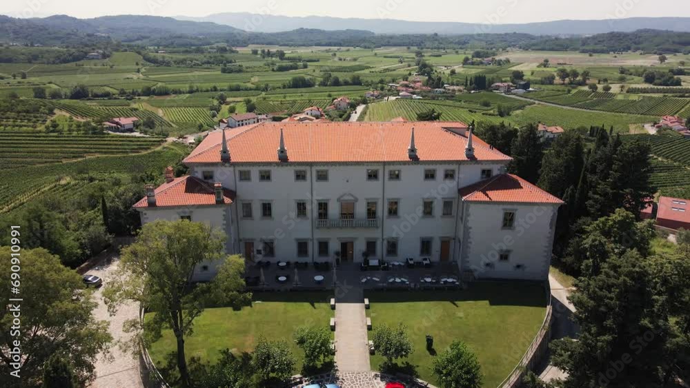 Villa Vipolze, Slovenia - Renaissance villa, ancient and huge villa on a hill surrounded by vineyards and lush greenery on a sunny day #2. Villa Vipolze, Slovenia - Renaissance villa, ancient and huge villa on a hill surrounded by vineyards and lush greenery on a sunny day #2.