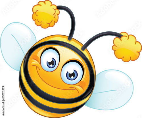 Happy cute bee emoji emoticon